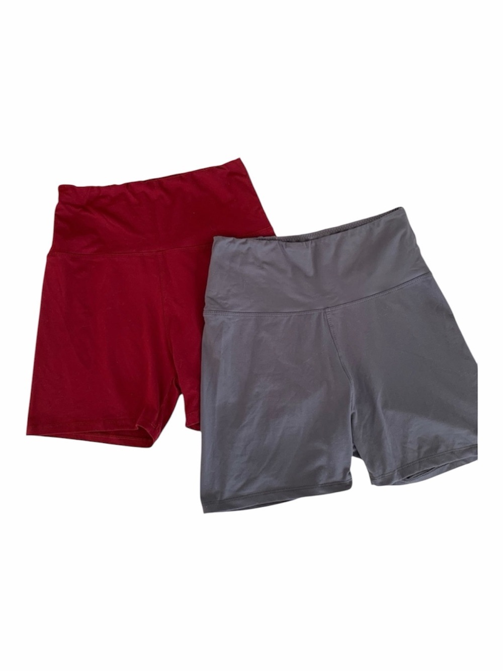 Bike Shorts Lot Women's Size Small-Medium S/M Red Gray Stretchy Soft 2 PC Sports